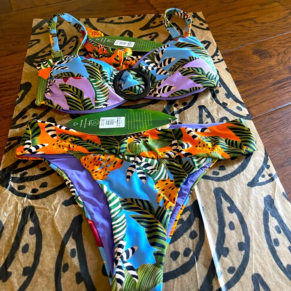 Farm Rio Striped Bananas Bikini Top & Bottom